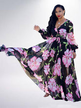 Floral Print Pleated Maxi Dress